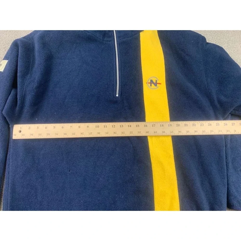 Vintage Nautica Competition Fleece Pullover Men XXL Navy Blue Yellow Made USA‎